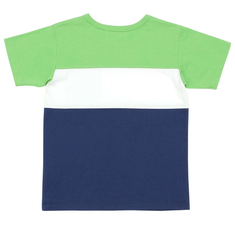100 % cotton T -shirt with pocket emblem 2023ss2 Green back