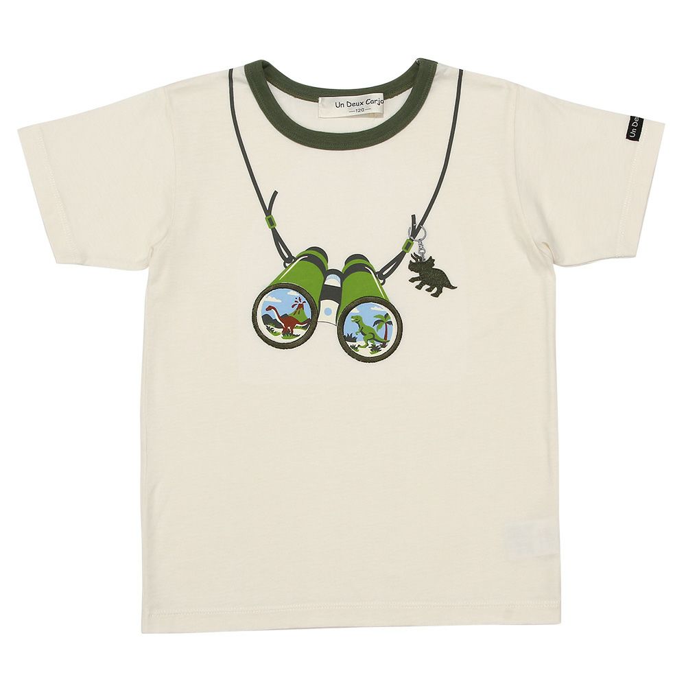 100 % cotton dinosaur print emblem binoculars motif T -shirt 2023ss2 Ivory front