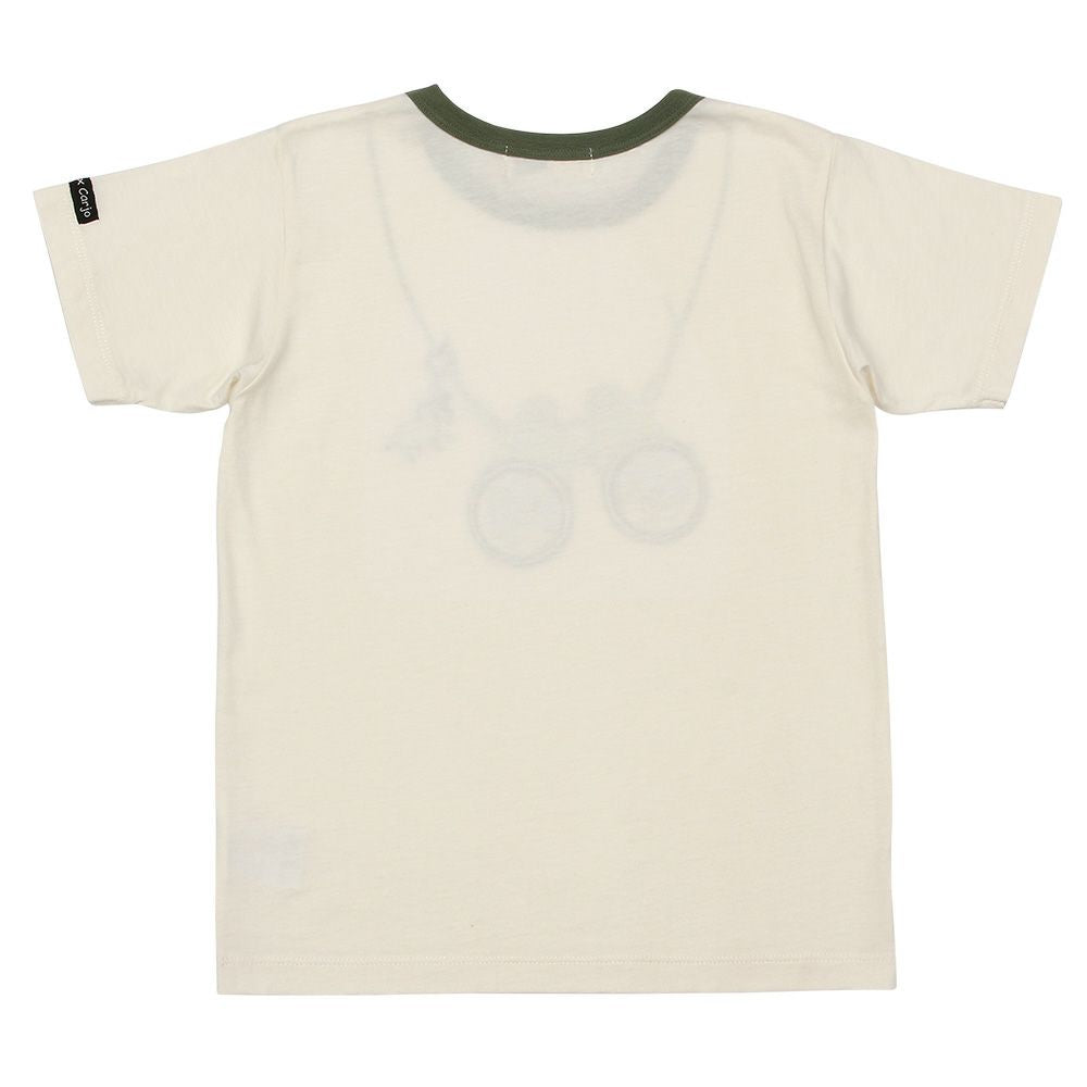 100 % cotton dinosaur print emblem binoculars motif T -shirt 2023ss2 Ivory back