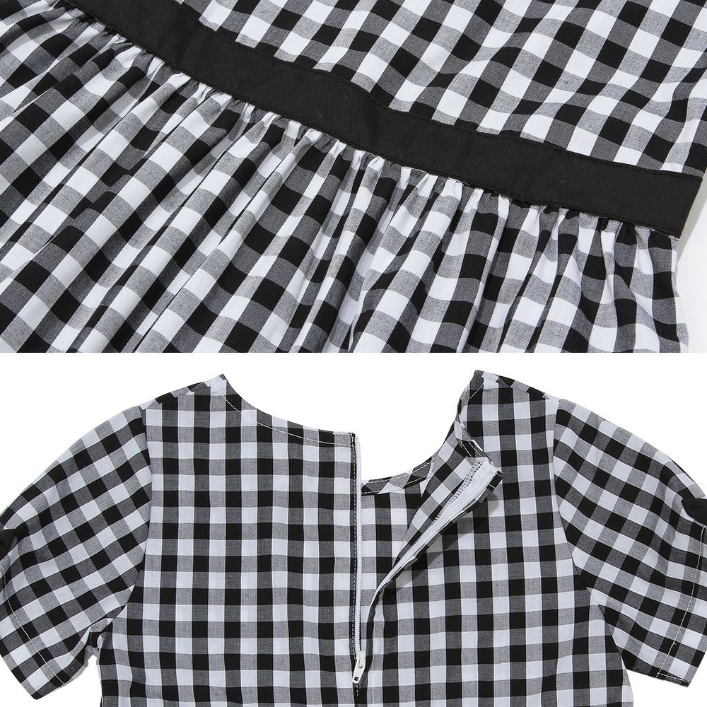 Ribbon & Gingham Check One Piece 2023ss2 White/Black Design point 1
