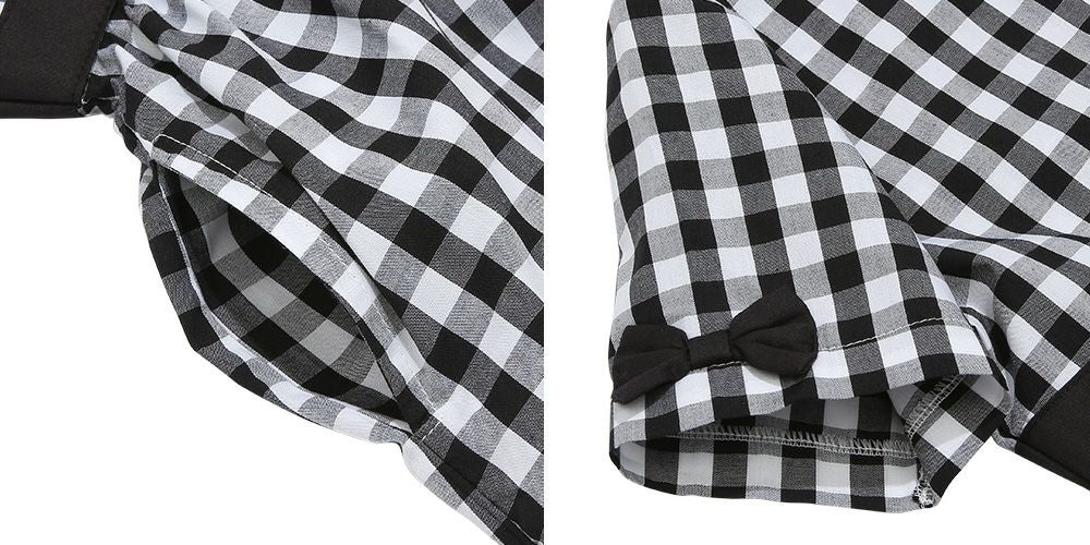 Ribbon & Gingham Check One Piece 2023ss2 White/Black Design point 2