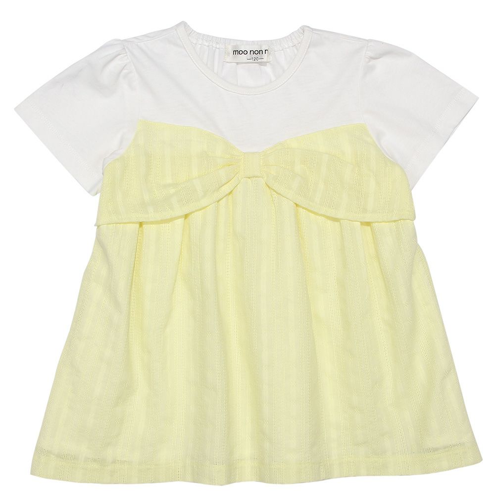 Dobby woven striped pattern with ribbon 2023ss2 Yellow front