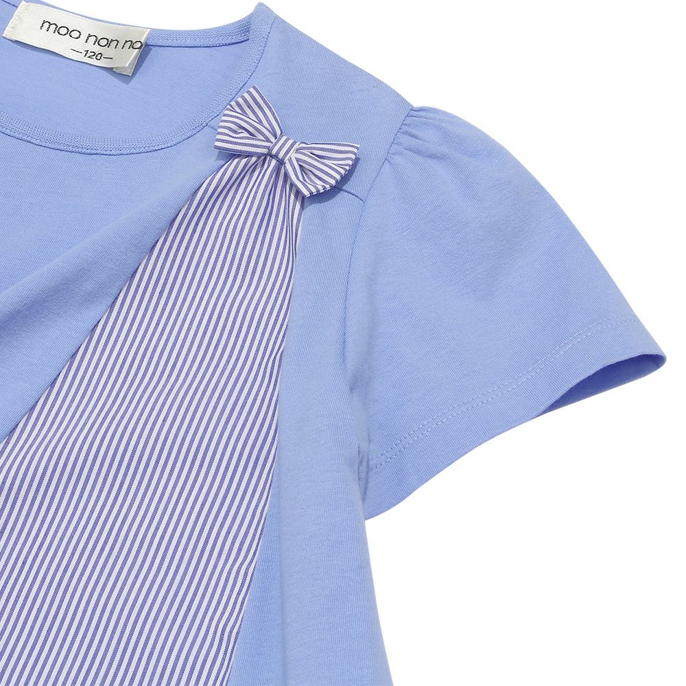Stripe pattern switching with ribbon A line T -shirt 2023ss2 Blue Design point 1