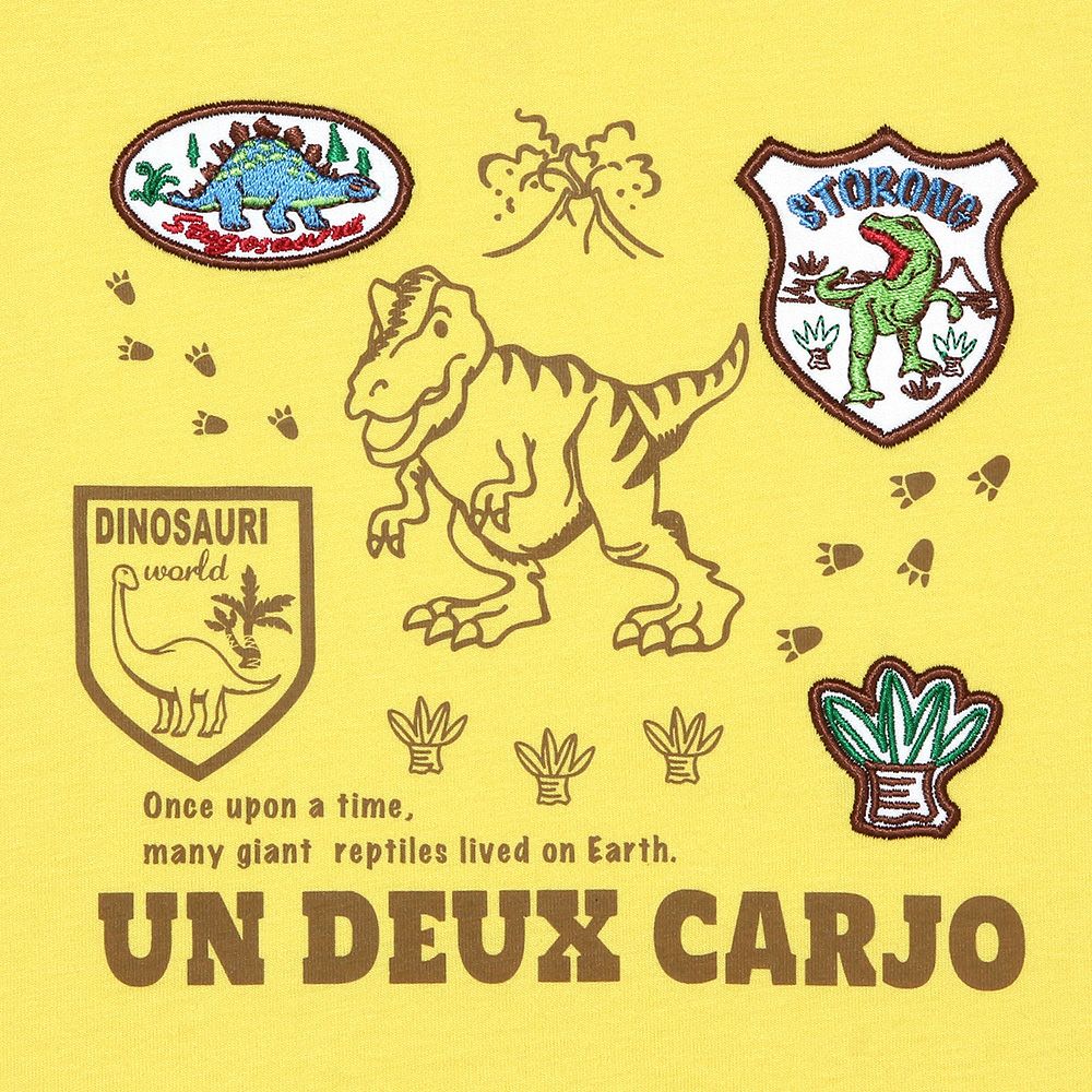 100 % cotton dinosaur logo print with emblem T -shirt 2023ss2 Yellow Design point 1