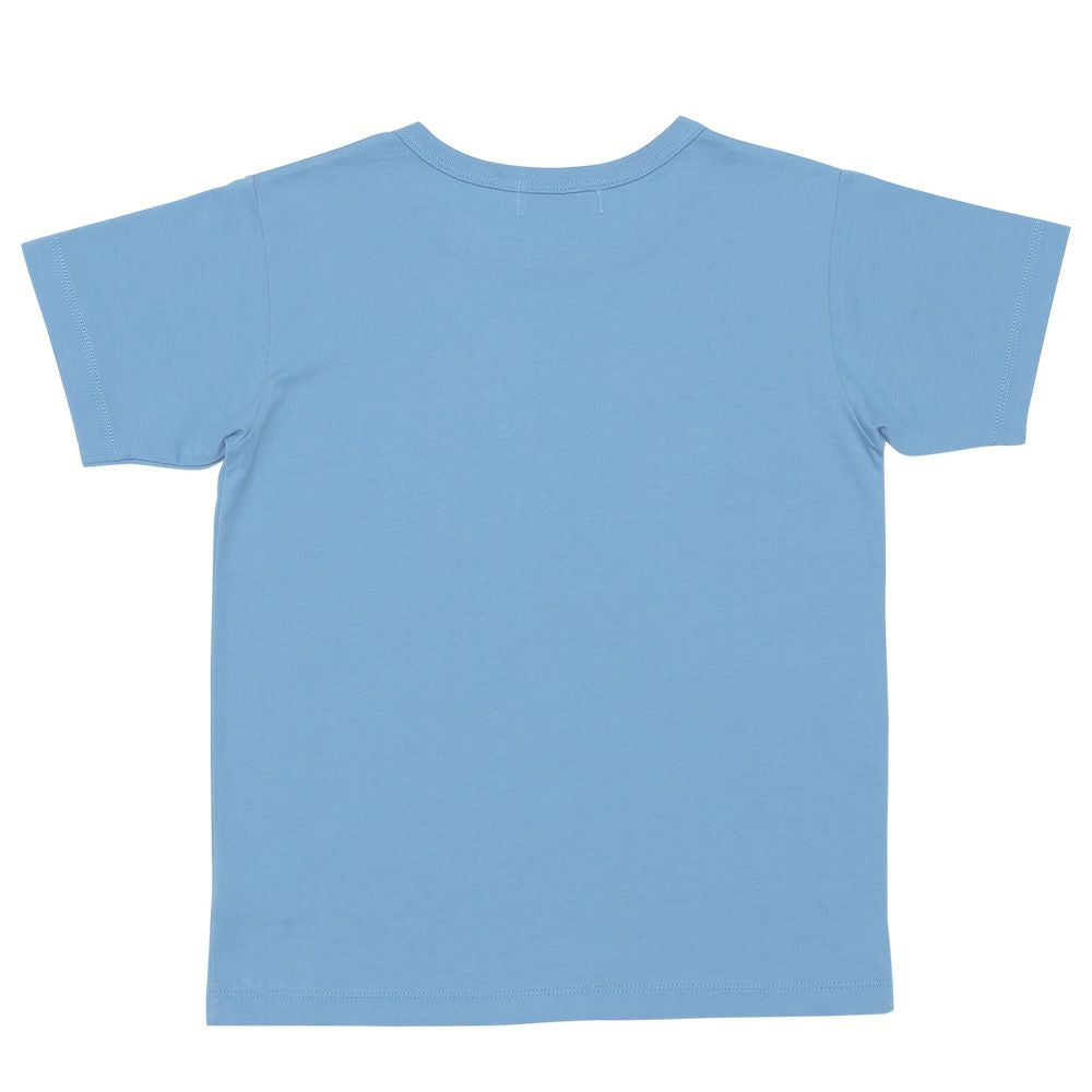 100 % cotton dinosaur logo print with emblem T -shirt 2023ss2 Blue back
