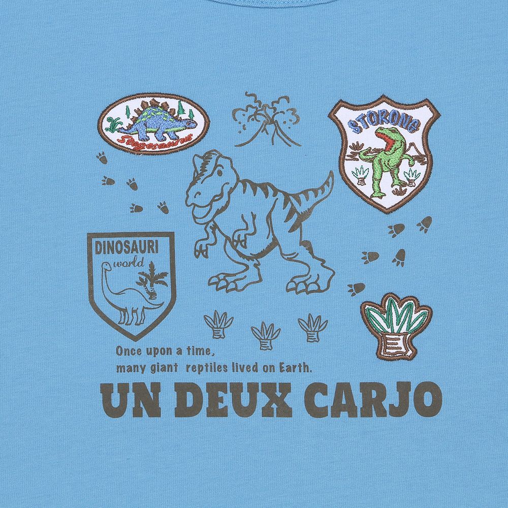 100 % cotton dinosaur logo print with emblem T -shirt 2023ss2 Blue Design point 1