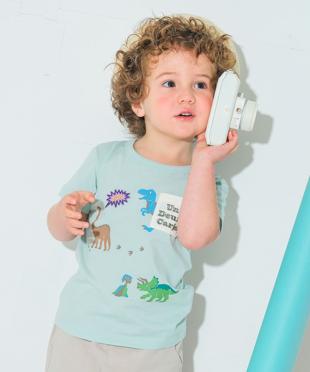 100 % cotton Dinosaur printed with emblem embroidery T -shirt 2023ss2  MainImage