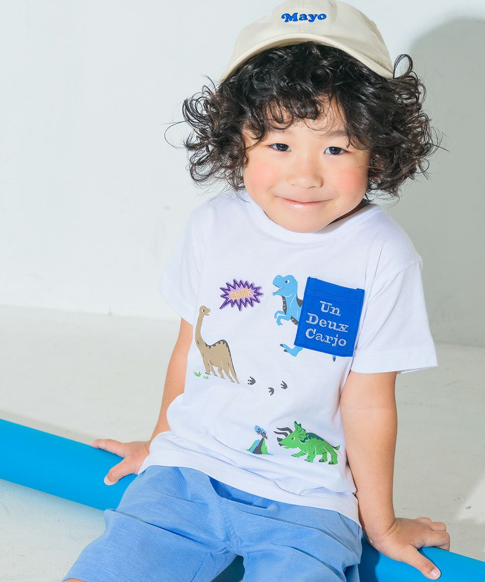 100 % cotton Dinosaur printed with emblem embroidery T -shirt 2023ss2 Off White model image 1