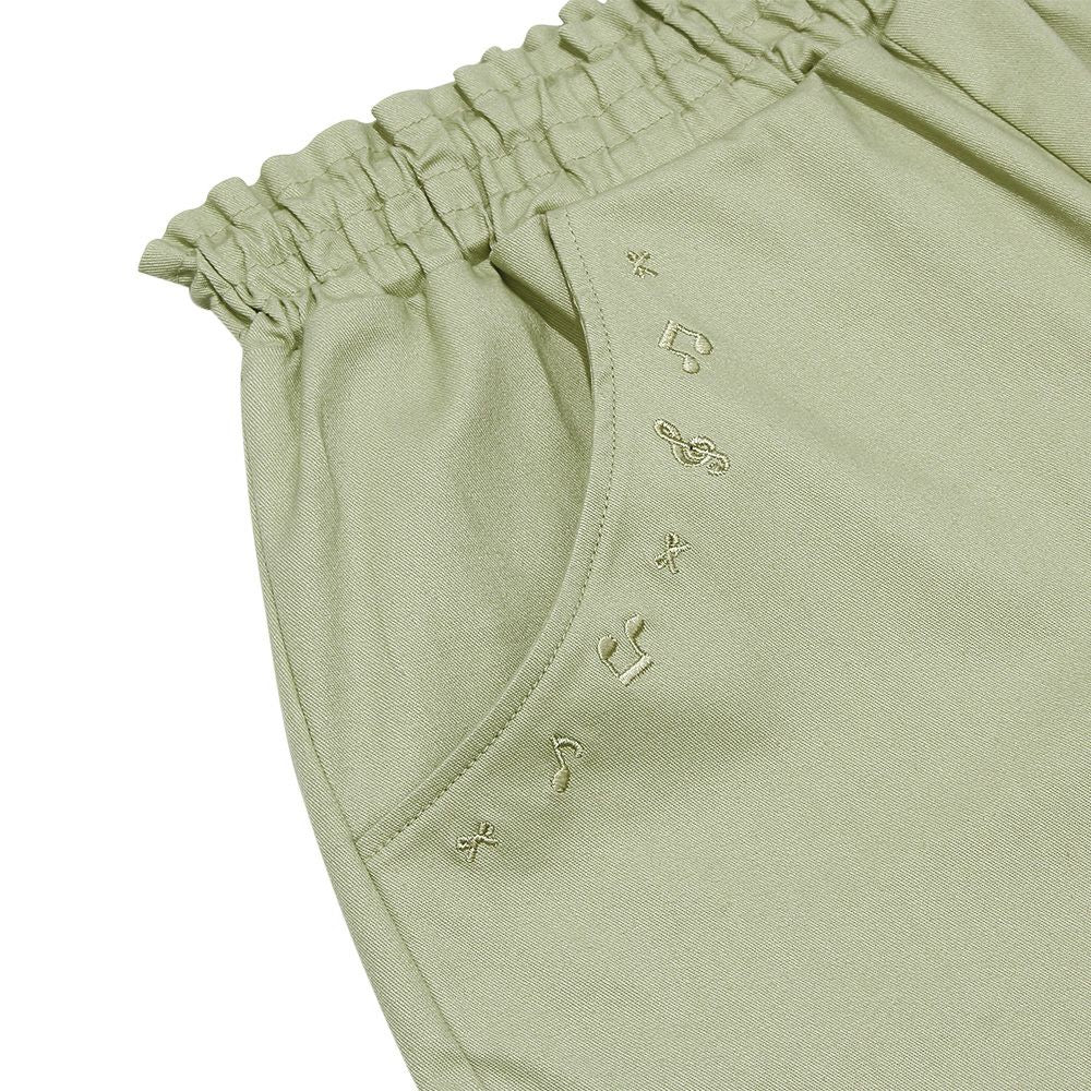 Musical Embroidery Super Stretch Wide Pants 2023ss2 Green Design point 1