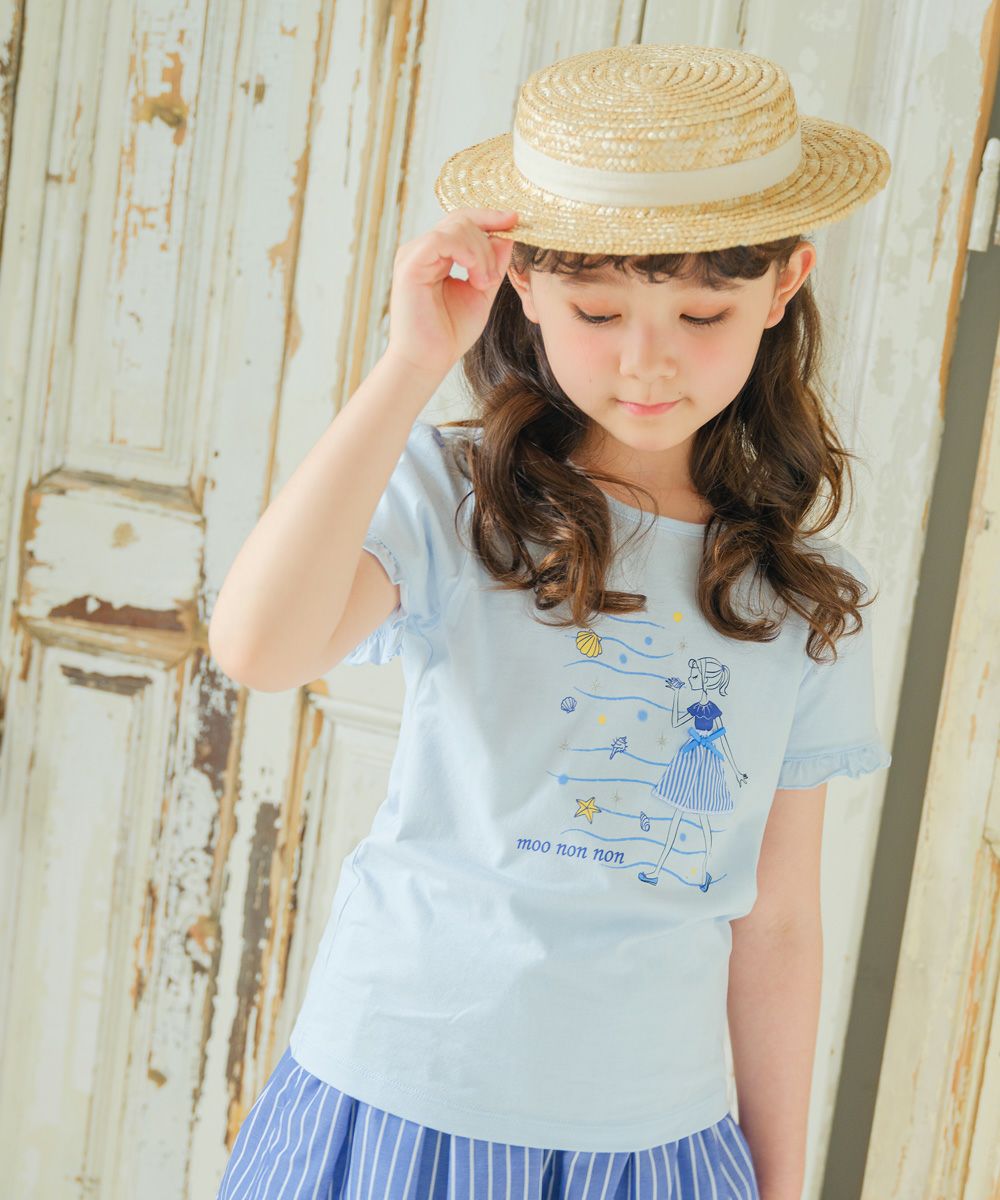 100 % cotton girl motif marine taste frill sleeve T -shirt 2023ss2  MainImage