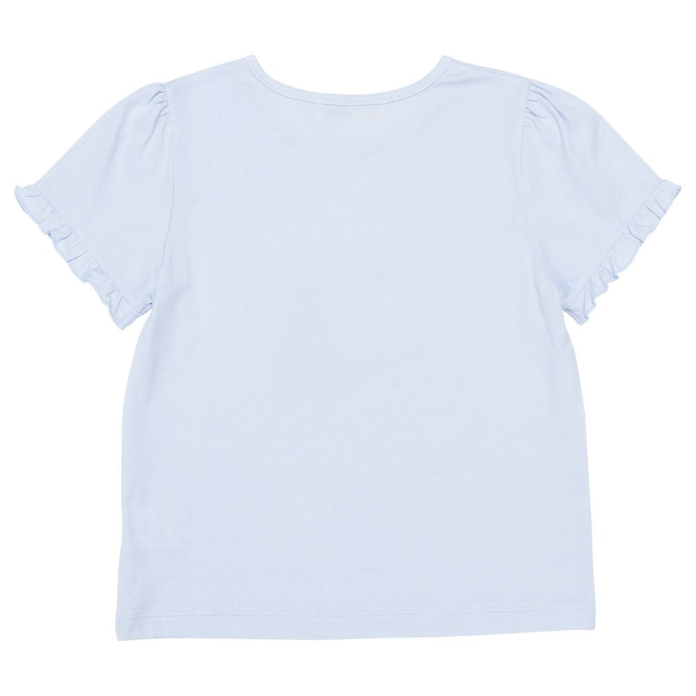 100 % cotton girl motif marine taste frill sleeve T -shirt 2023ss2 Blue back