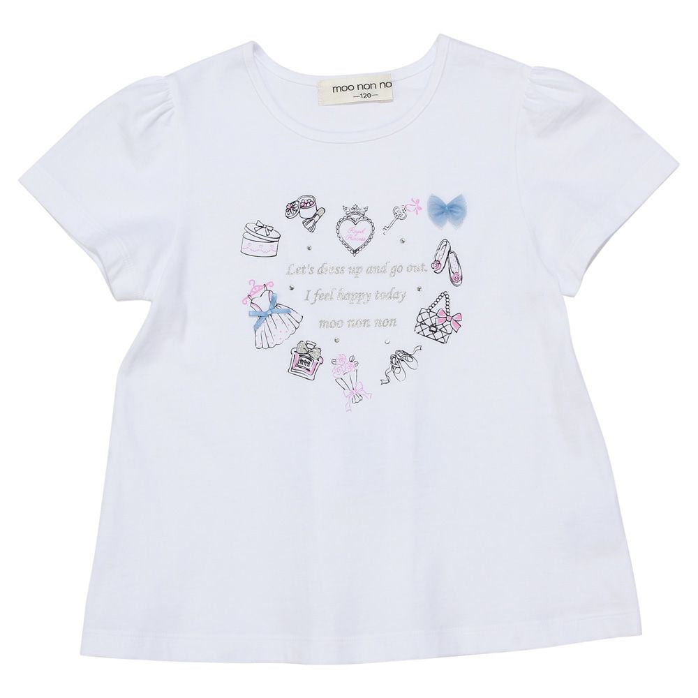 100 % cotton heart motif logo Print with ribbon T -shirt 2023ss2 Off White front