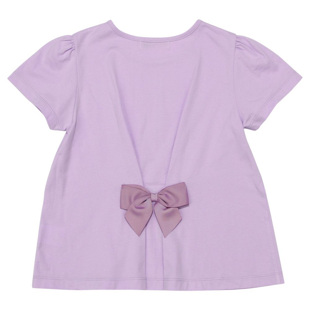 100 % cotton heart motif logo Print with ribbon T -shirt 2023ss2 Purple back