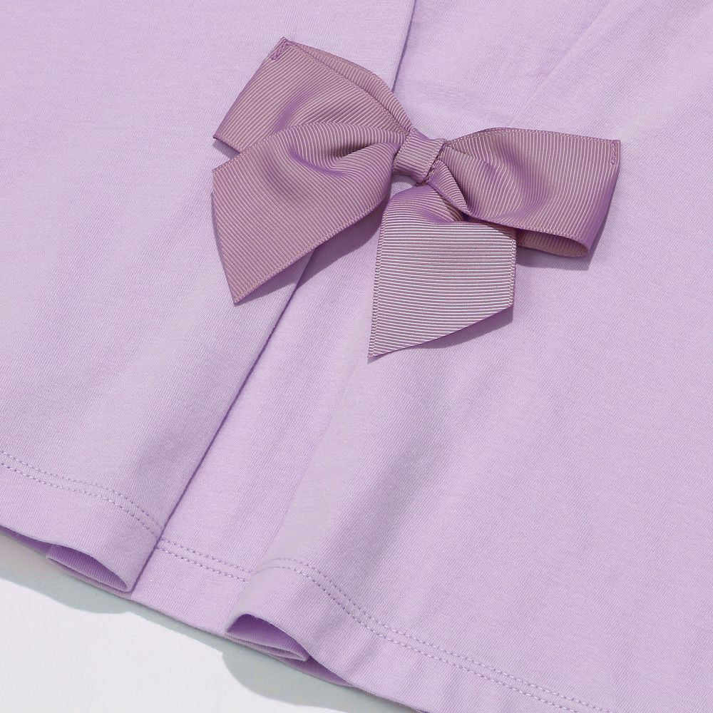 100 % cotton heart motif logo Print with ribbon T -shirt 2023ss2 Purple Design point 2