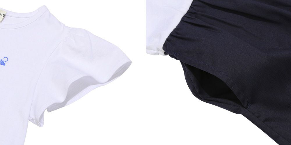 Shell hat logo print flare sleeve docking dress 2023ss2 Off White Design point 2