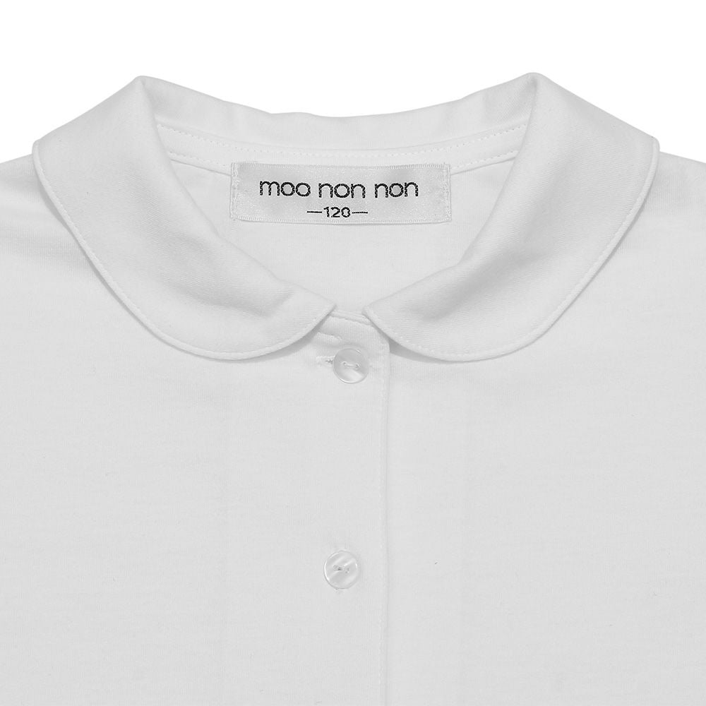 100 % cotton button open round collar puff sleeve blouse 2023ss2 White Design point 1