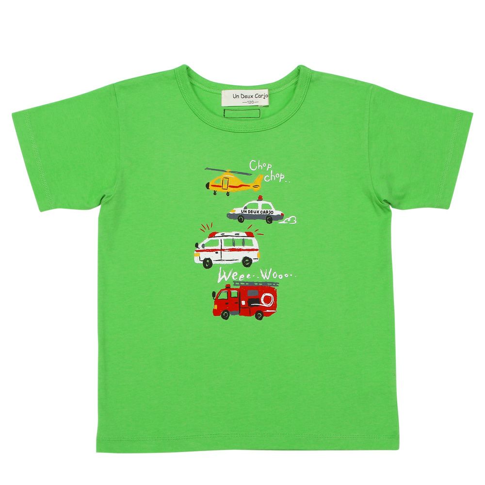 100 % cotton hand -painted illustration print Worked short sleeve T -shirt 2023ss2 Green front