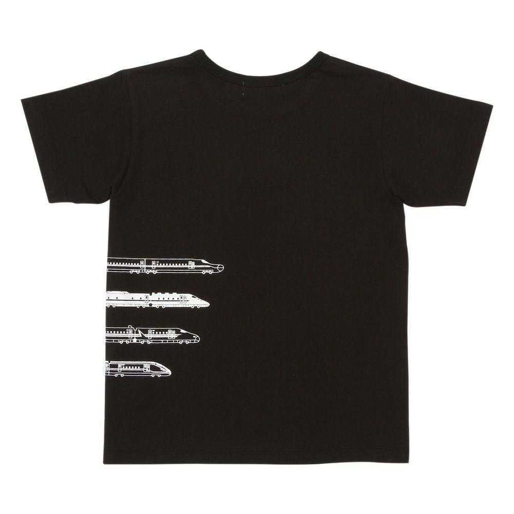 100 % cotton train logo print T -shirt 2023ss2 Black back