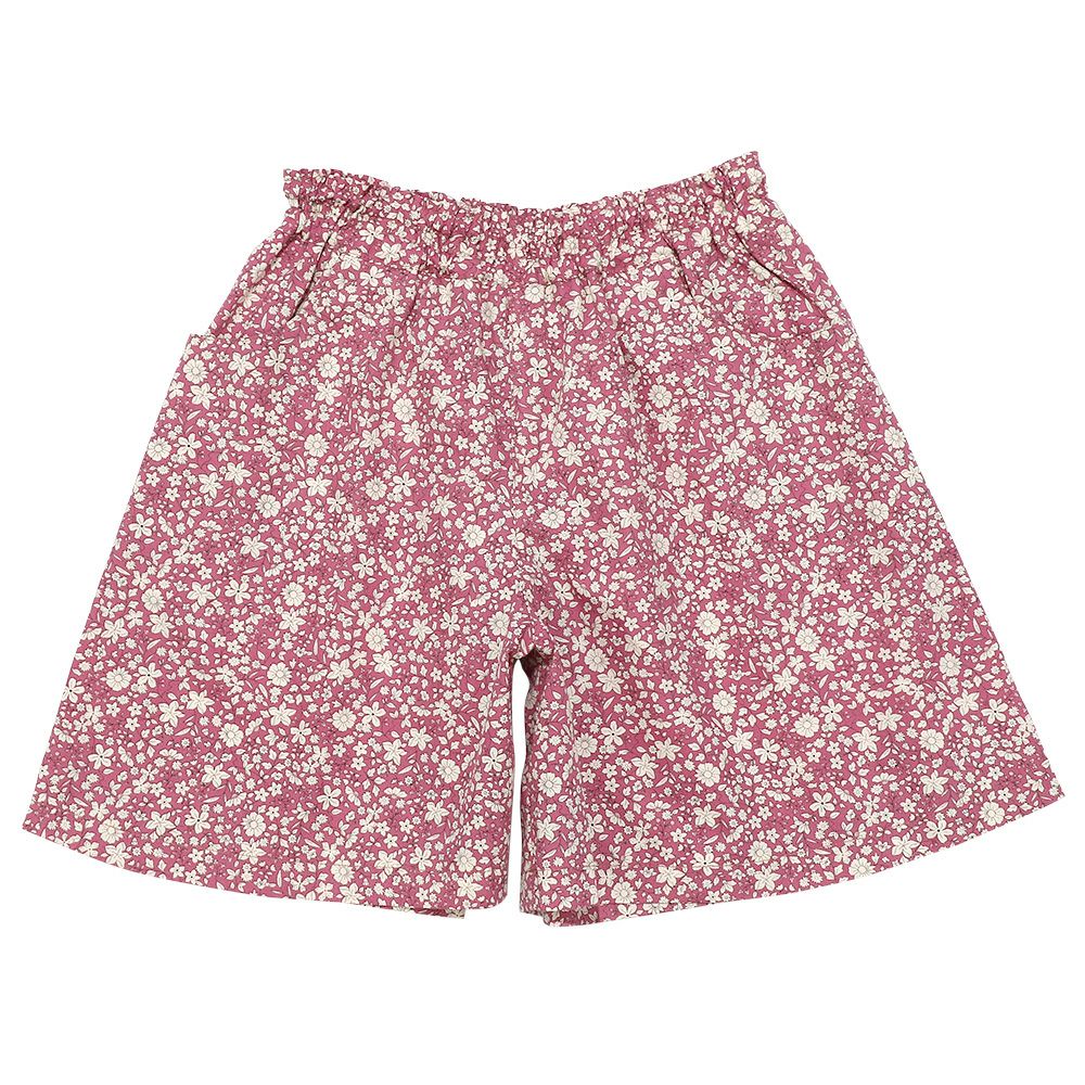 100 % cotton small floral pattern culottes pants 2023ss2 Pink front
