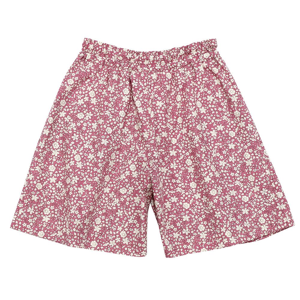 100 % cotton small floral pattern culottes pants 2023ss2 Pink back
