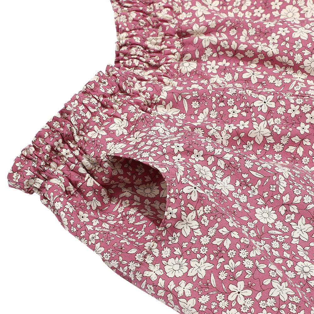 100 % cotton small floral pattern culottes pants 2023ss2 Pink Design point 1
