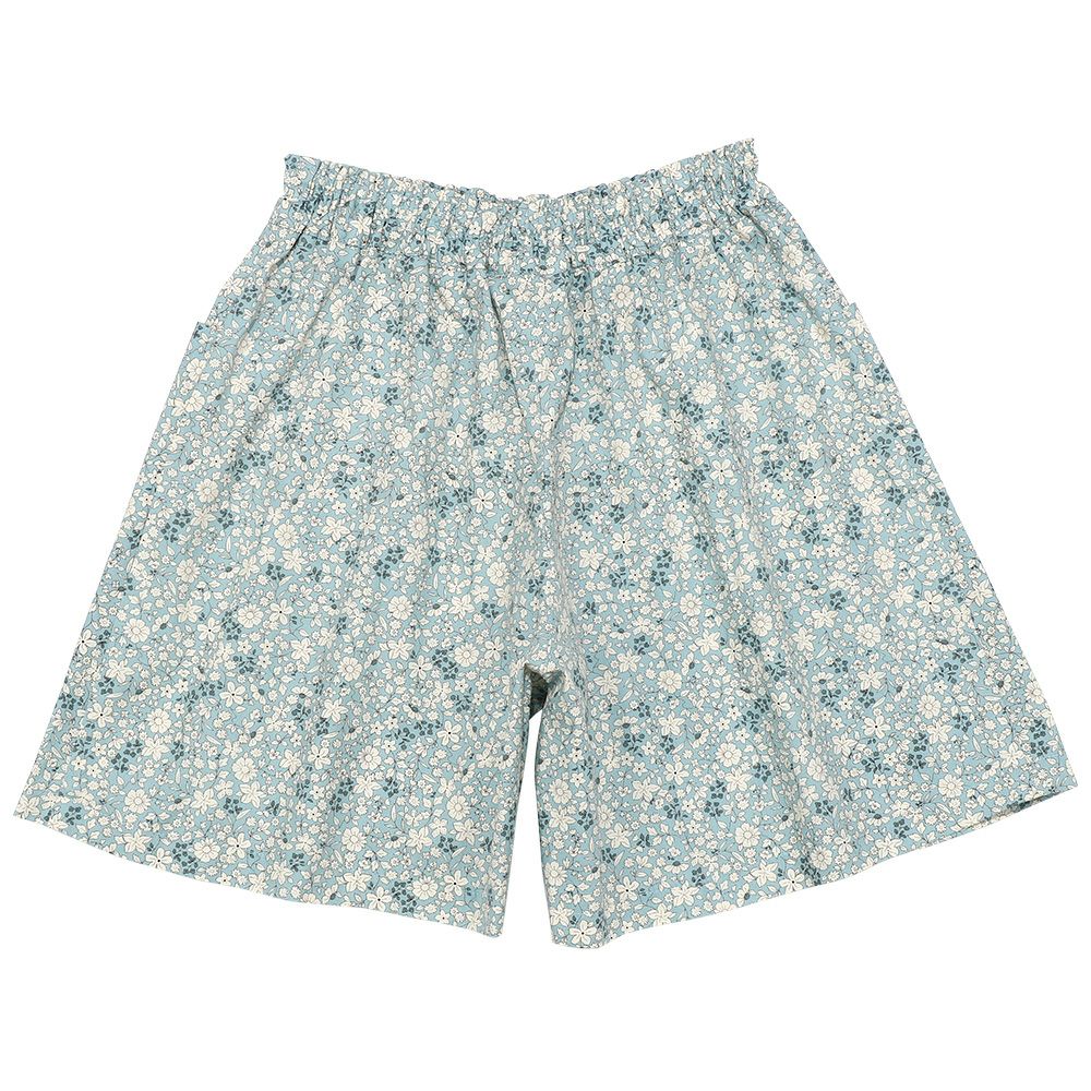 100 % cotton small floral pattern culottes pants 2023ss2 Blue back