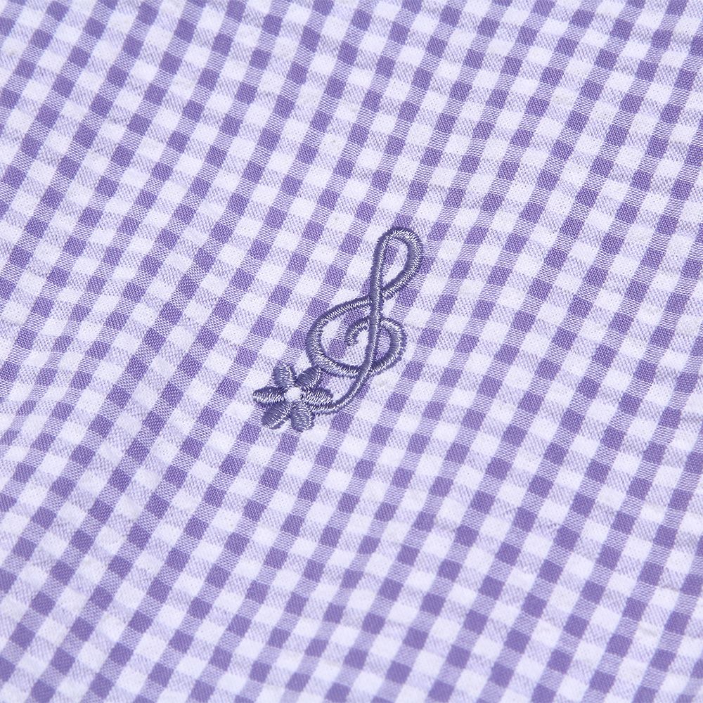 Gingham check pattern note embroidery over blouse 2023ss2 Purple Design point 1