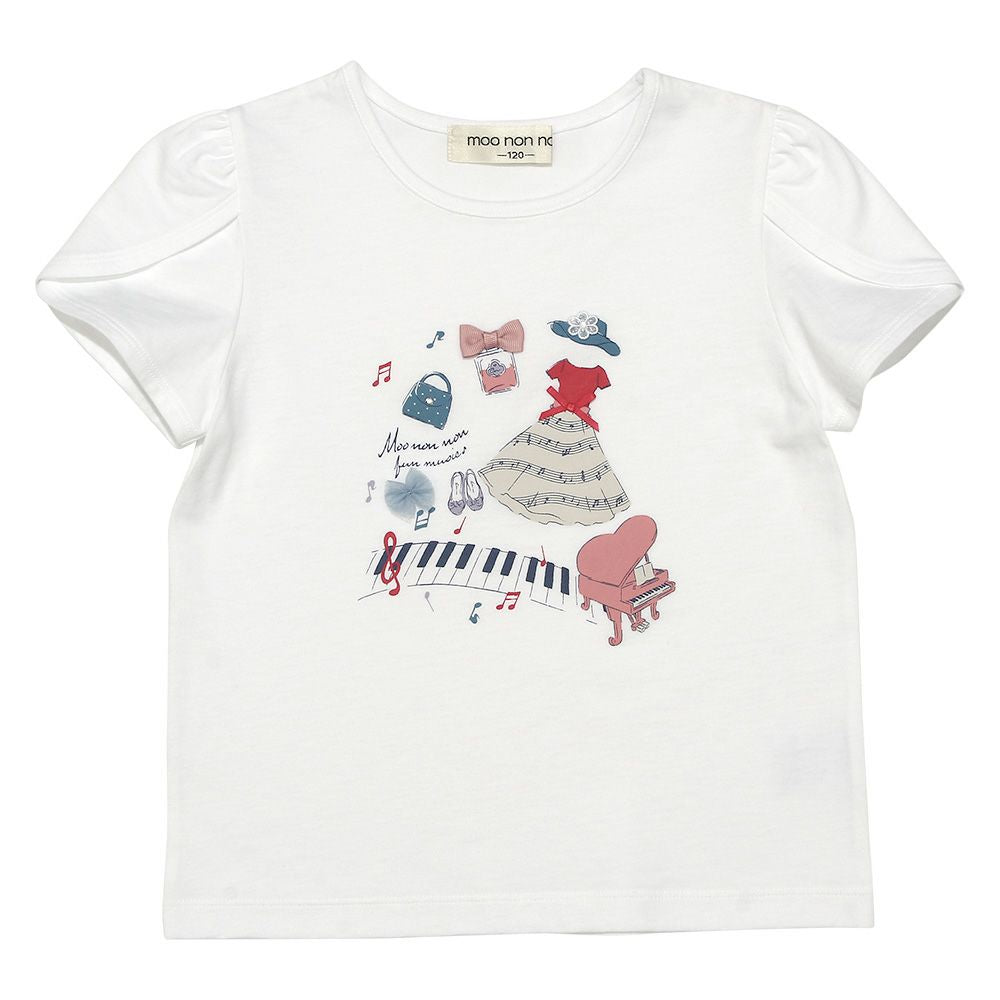 100 % cotton piano note T -shirt with print ribbon 2023ss2 Off White front
