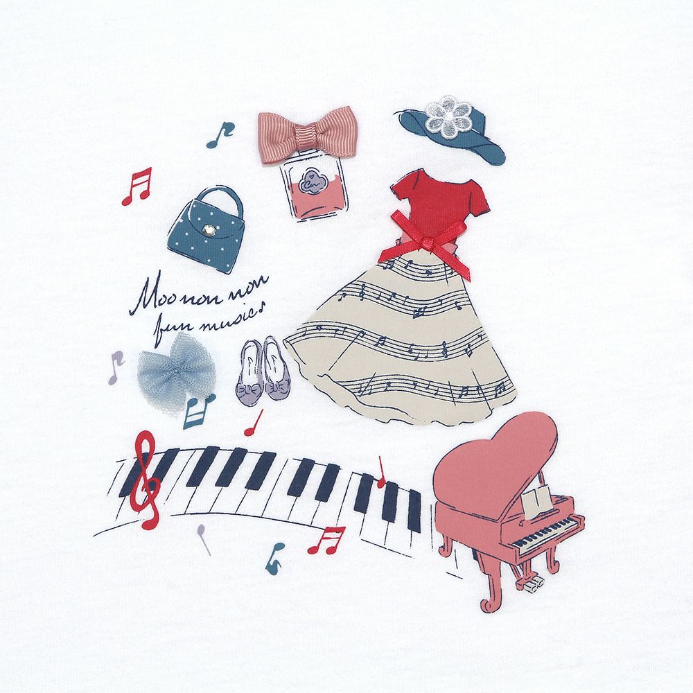 100 % cotton piano note T -shirt with print ribbon 2023ss2 Off White Design point 1