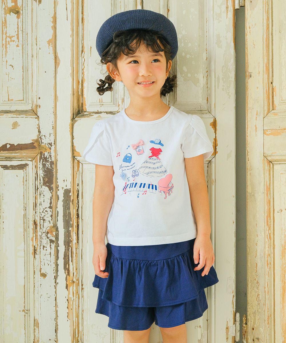 100 % cotton piano note T -shirt with print ribbon 2023ss2 Off White model image up