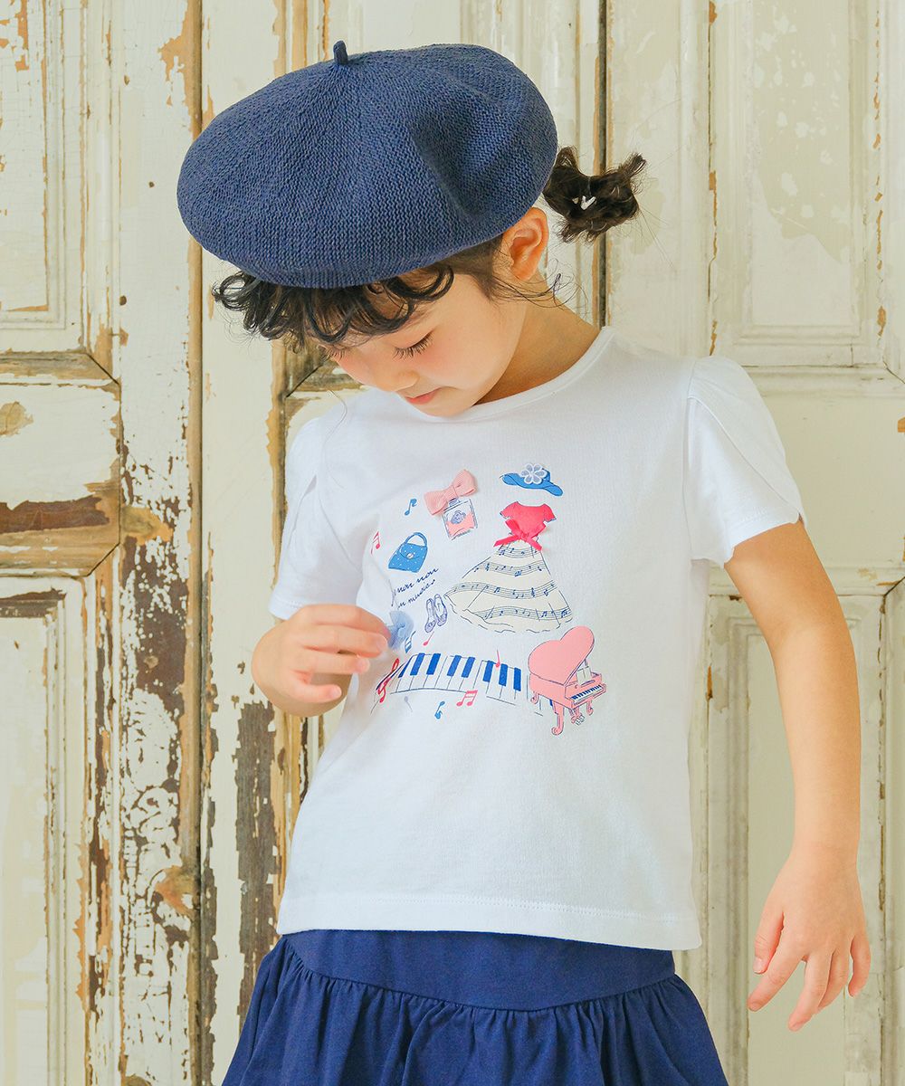 100 % cotton piano note T -shirt with print ribbon 2023ss2 Off White model image 1