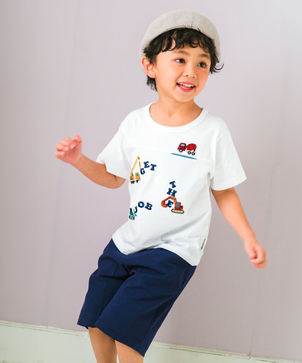 アップリケ付き シアサッカー ハーフパンツ Navy torso