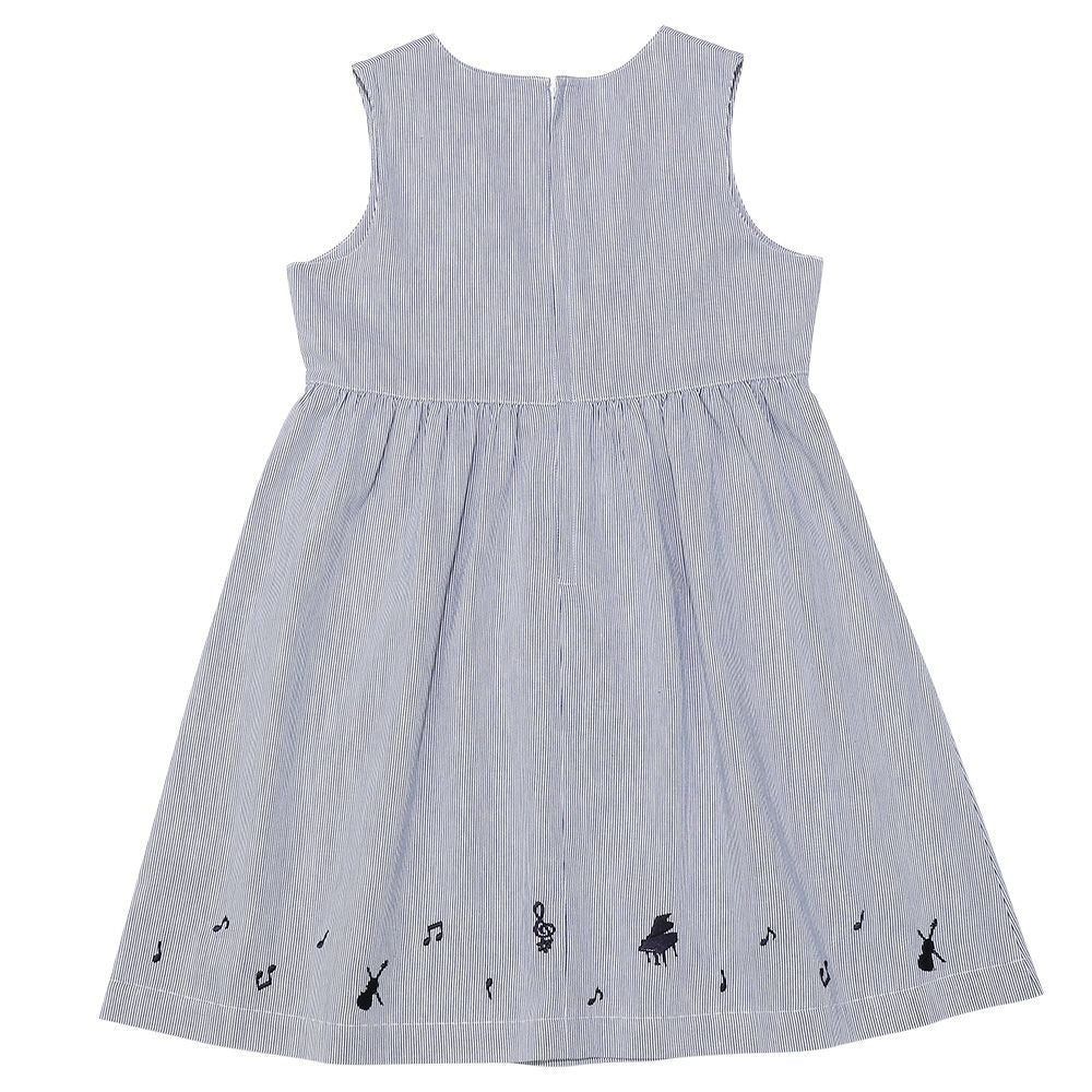 100 % cotton stripe pattern note embroidery dress dress 2023ss2 Blue back