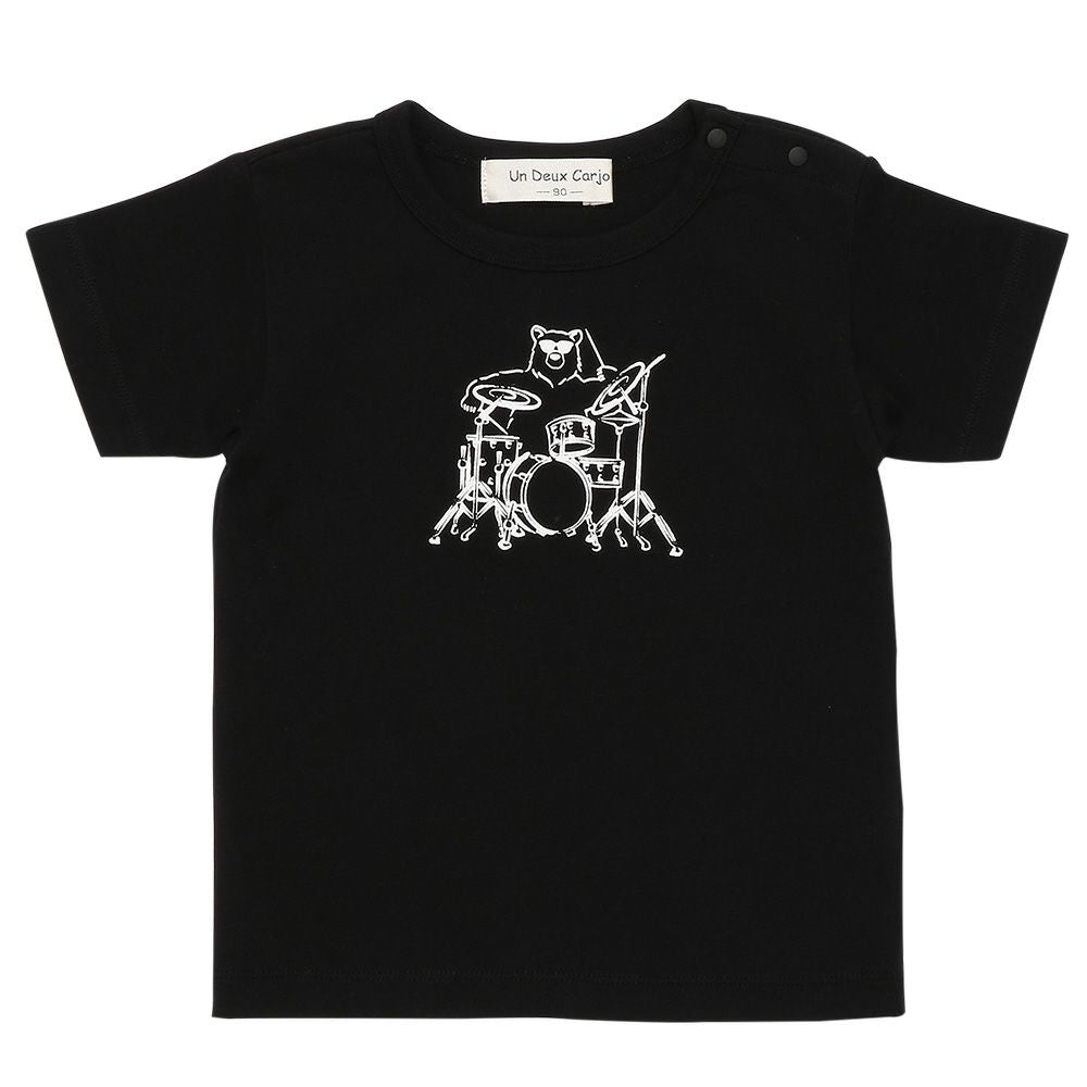Baby cotton 100 % Kuma Drum Band Print T -shirt Black front