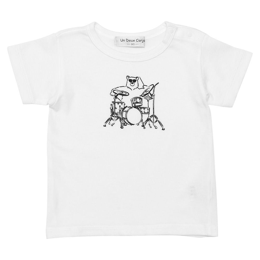 Baby cotton 100 % Kuma Drum Band Print T -shirt Off White front