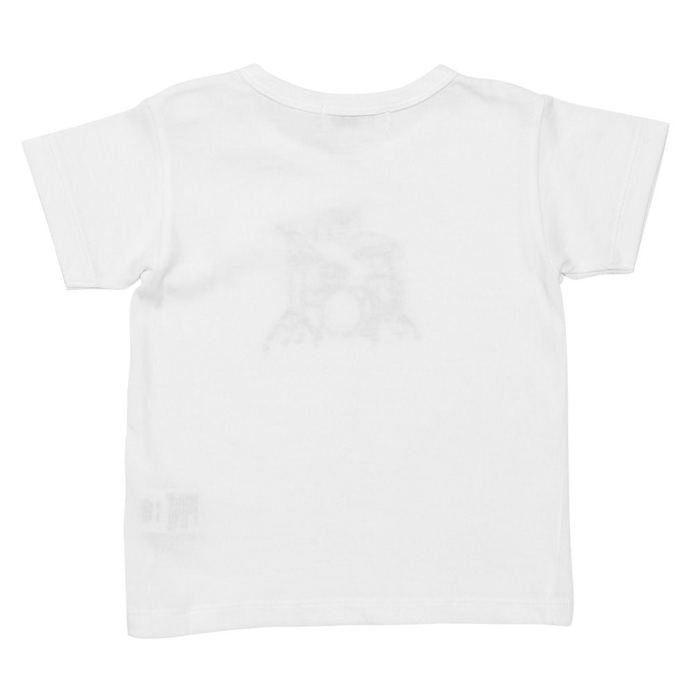 Baby cotton 100 % Kuma Drum Band Print T -shirt Off White back