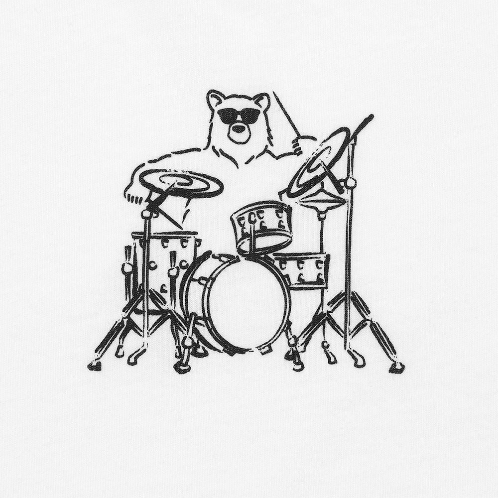 Baby cotton 100 % Kuma Drum Band Print T -shirt Off White Design point 1