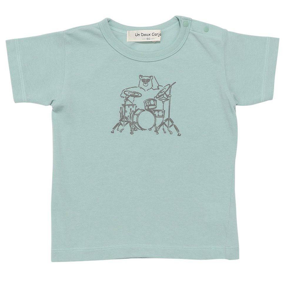 Baby cotton 100 % Kuma Drum Band Print T -shirt Green front