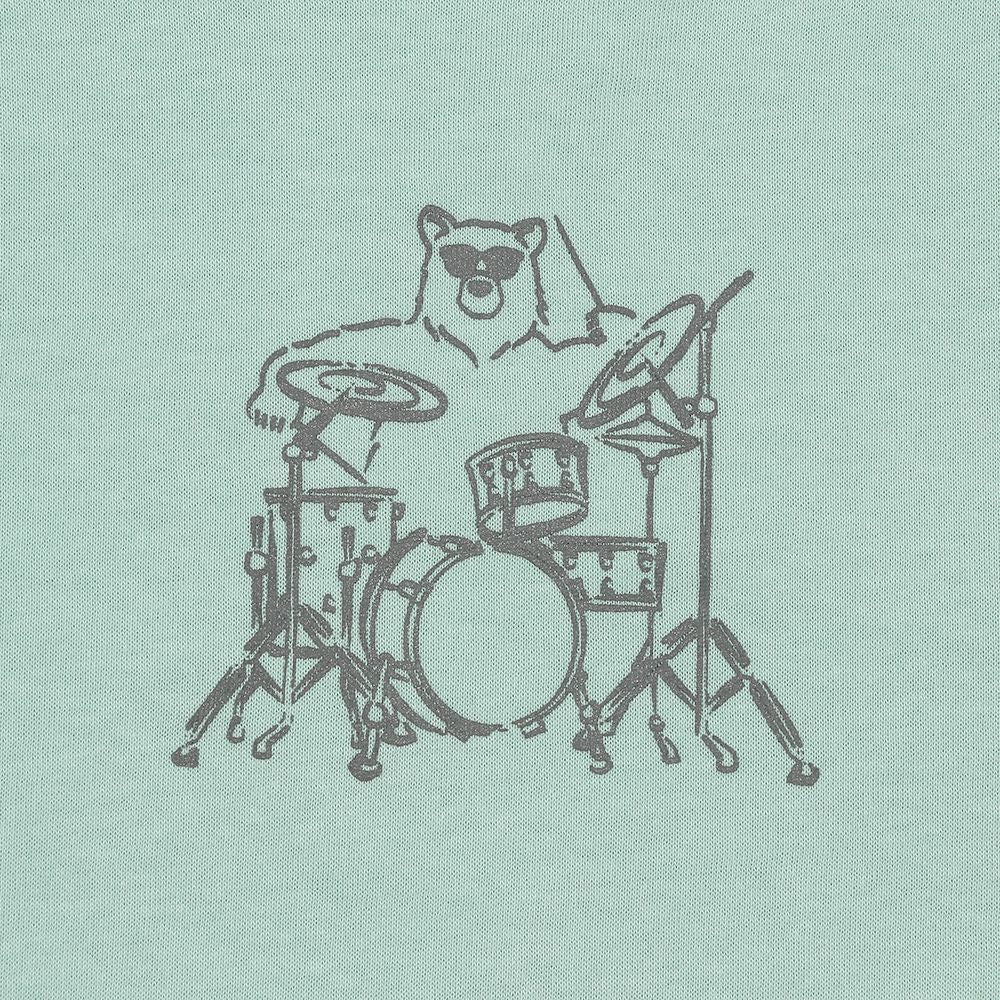 Baby cotton 100 % Kuma Drum Band Print T -shirt Green Design point 1