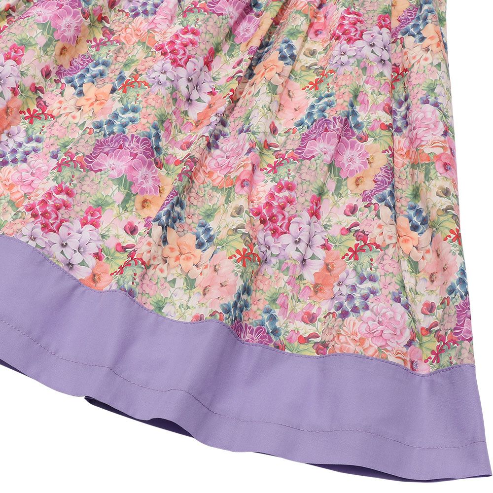 Made in Japan Liberty Print Flower Pattern Gather Dress Purple Design point 1