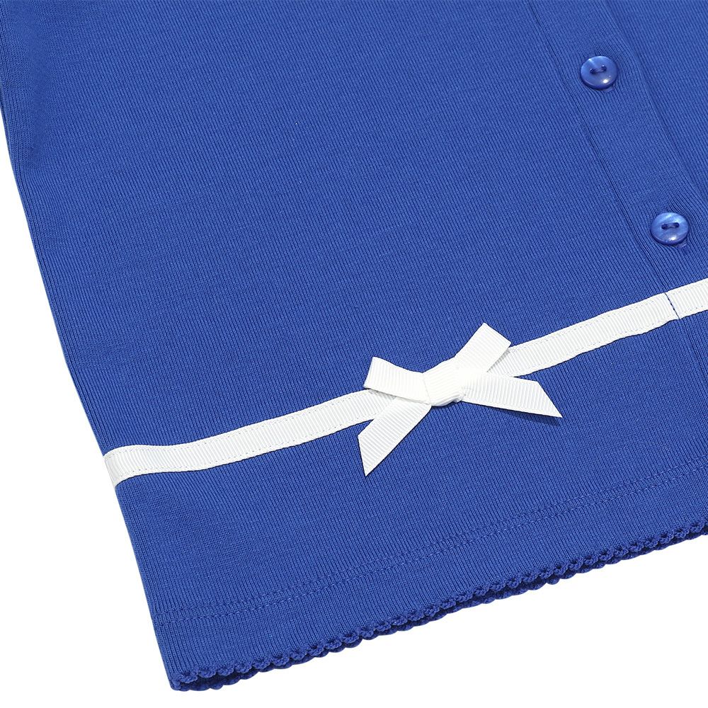 Ribbon line cardigan Blue Design point 1