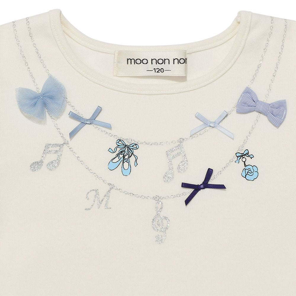 Ribbon glitter print necklace -style T -shirt Off White Design point 1