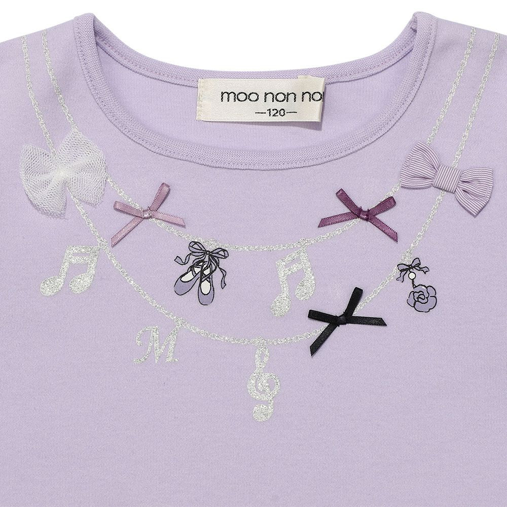 Ribbon glitter print necklace -style T -shirt Purple Design point 1