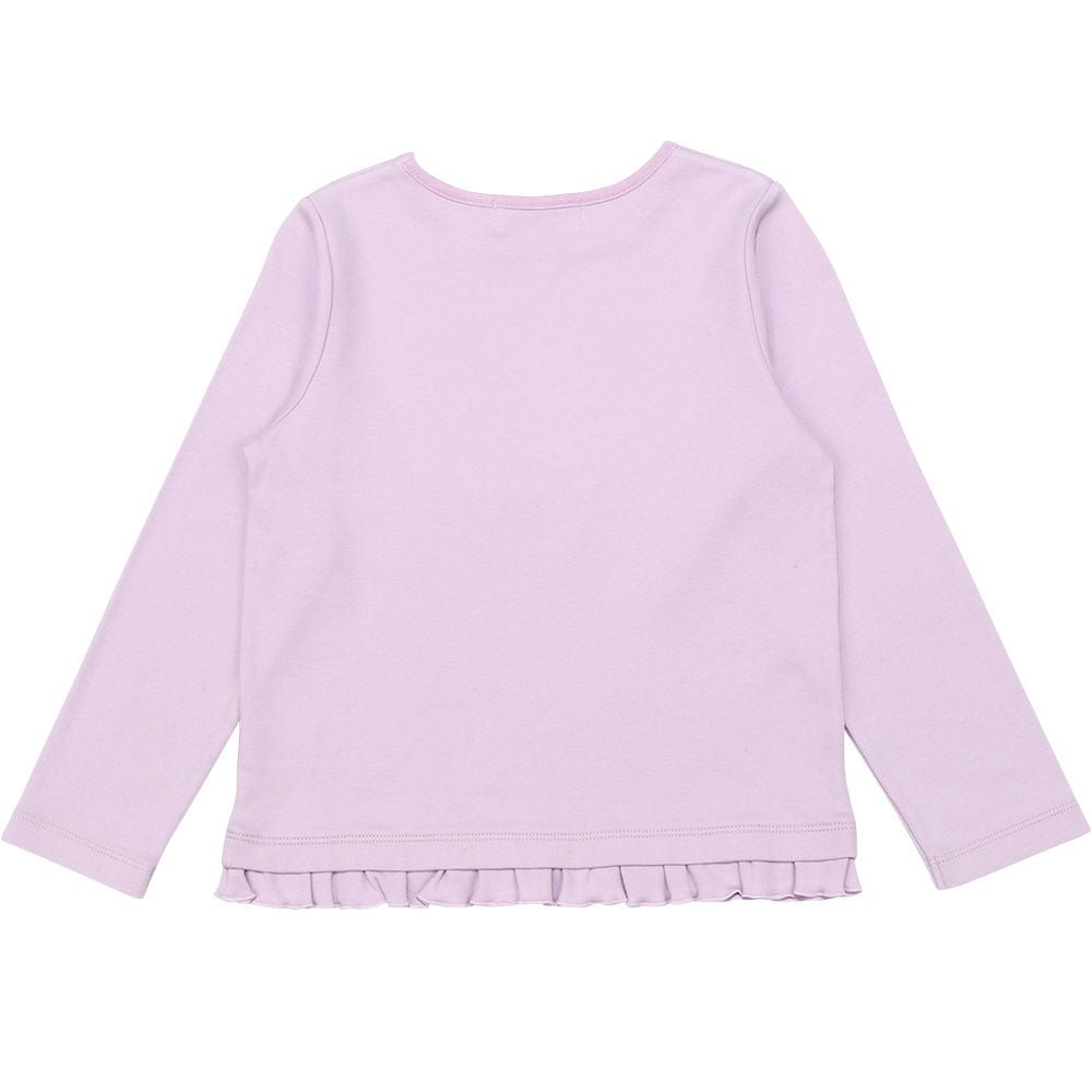 100 % cotton ballet motif flower embroidery T -shirt Purple back