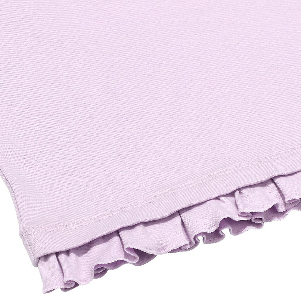 100 % cotton ballet motif flower embroidery T -shirt Purple Design point 2