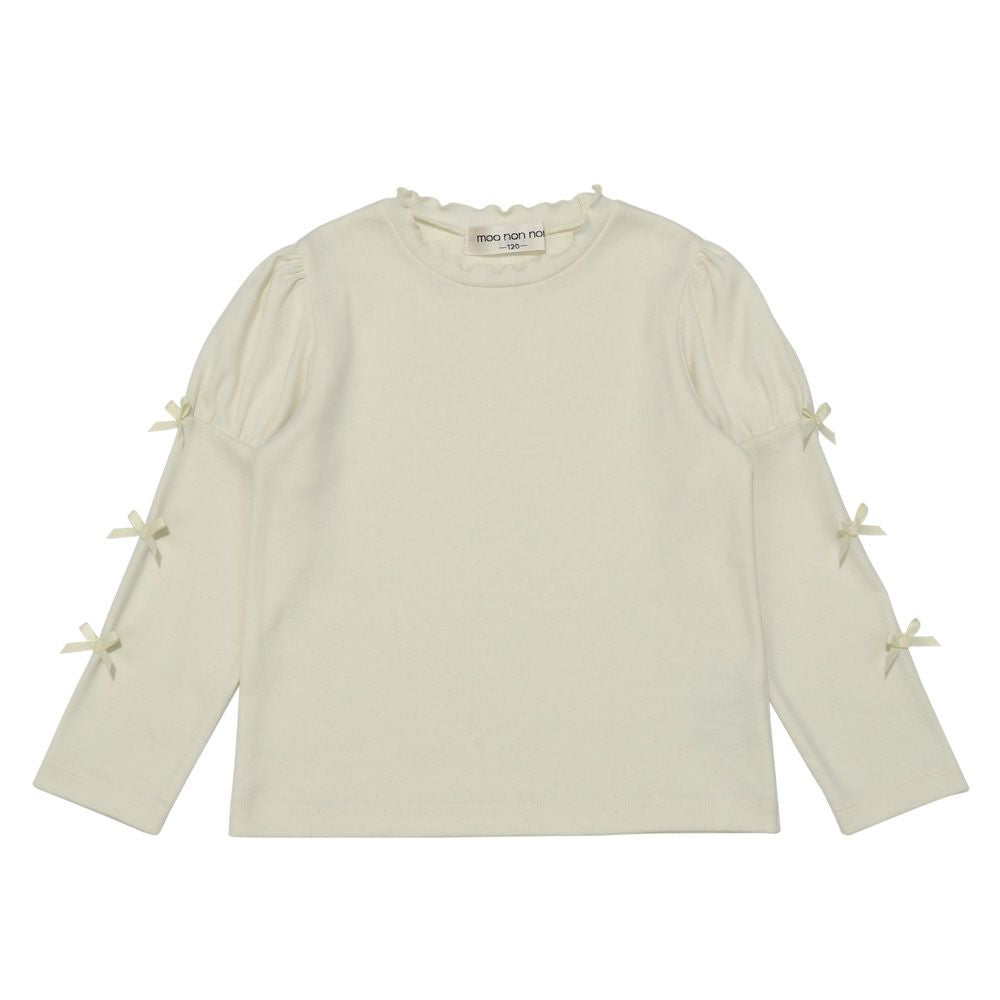Ribbon Puff Sleeve Cut Saw T -shirt Off White front