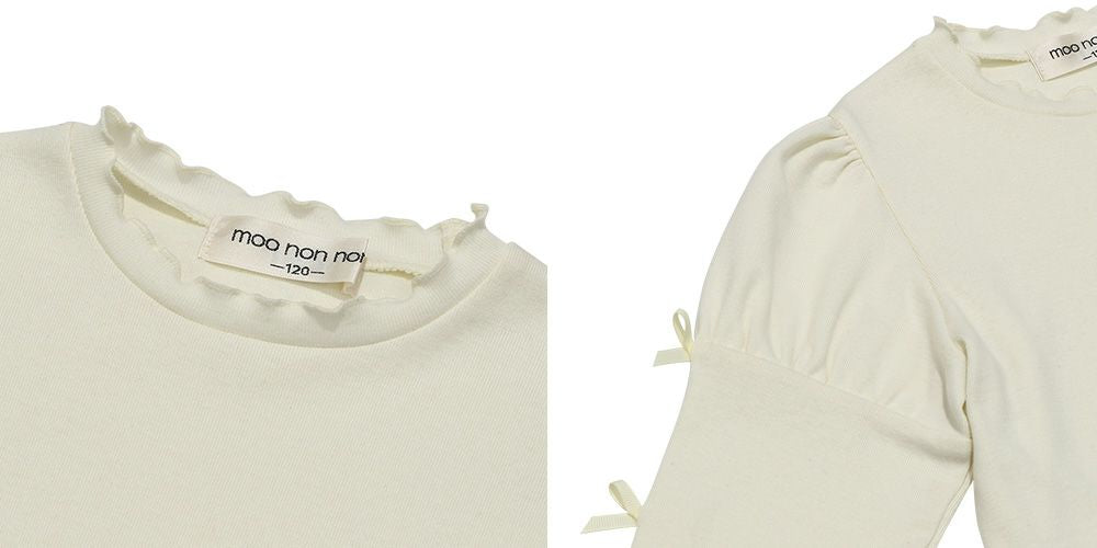 Ribbon Puff Sleeve Cut Saw T -shirt Off White Design point 2