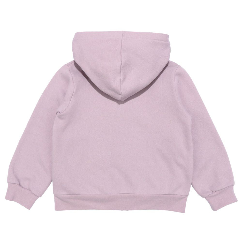 Hood removable frills & pockets back brushed hoodie Purple back