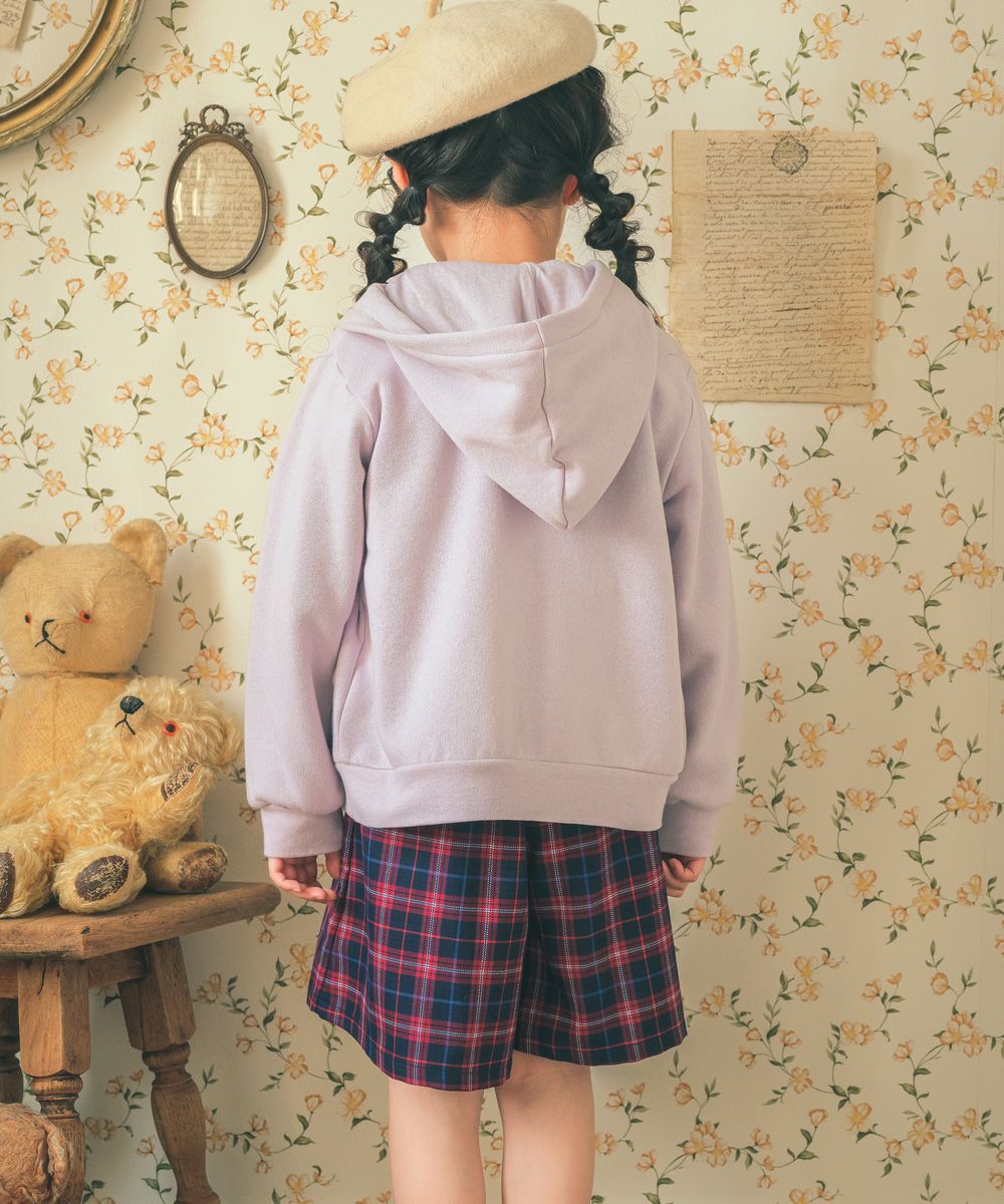 Hood removable frills & pockets back brushed hoodie Purple model image 1