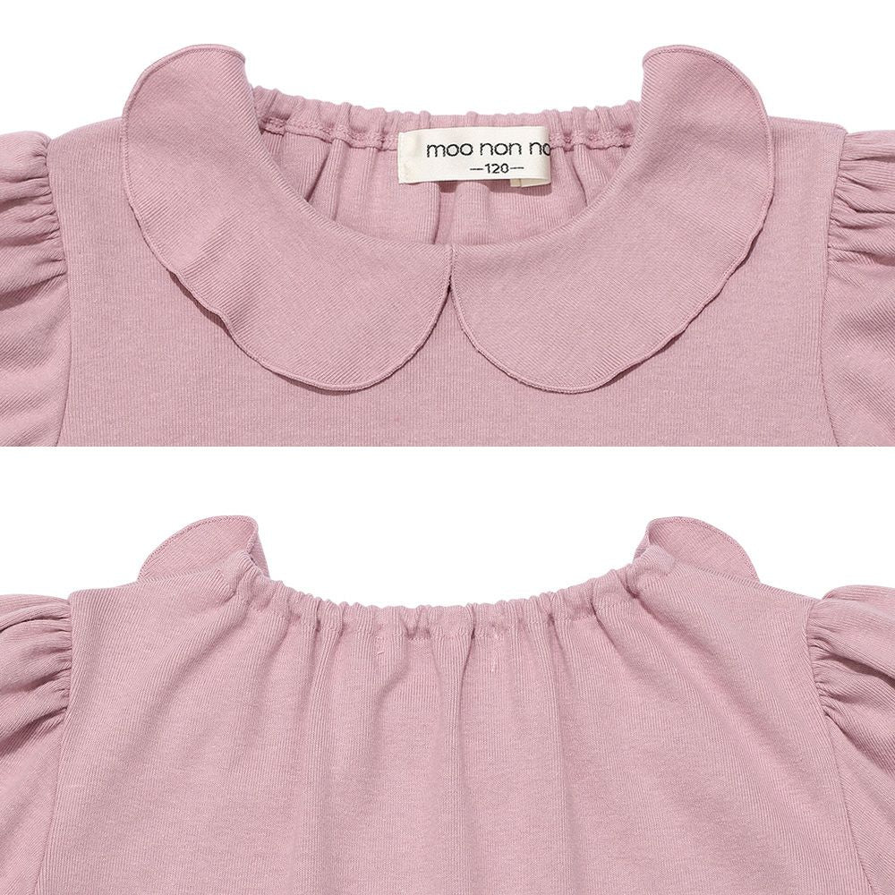 Gather puff & frill sleeve T -shirt with collar Pink Design point 1